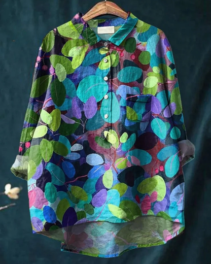 Jaclynn | Women's Floral Shirt with Ruffle Detail