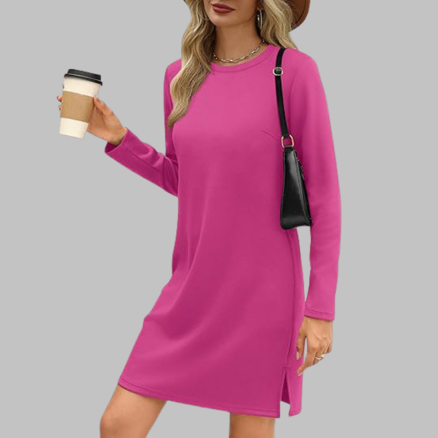 Talia | Women's Casual Long Sleeve Round Neck Mini Dress