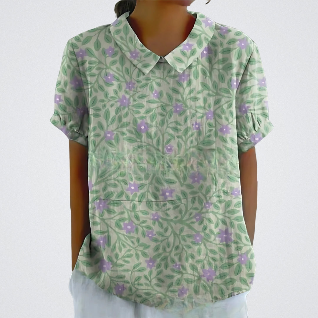 Lina | Women's Stylish Floral Blouse with Short Sleeve