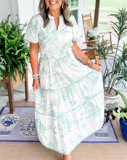 Eliza | Women's Classic Toile Maxi with Smocking