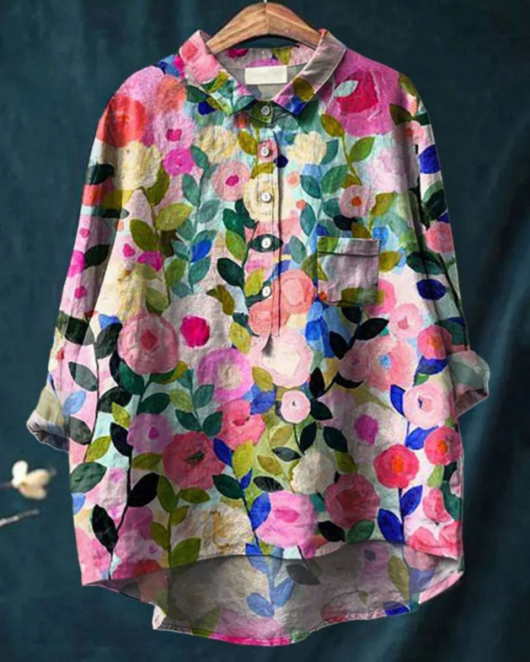 Jaclynn | Women's Floral Shirt with Ruffle Detail