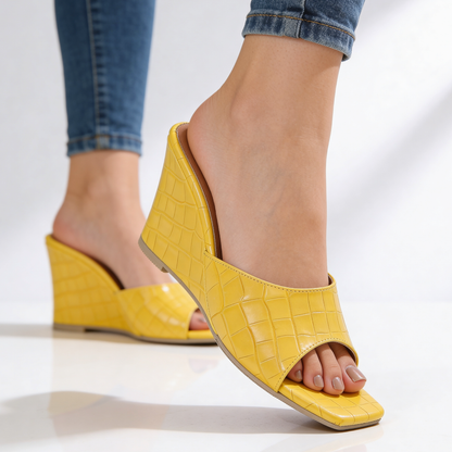 Helena | Croc Wedge Mules