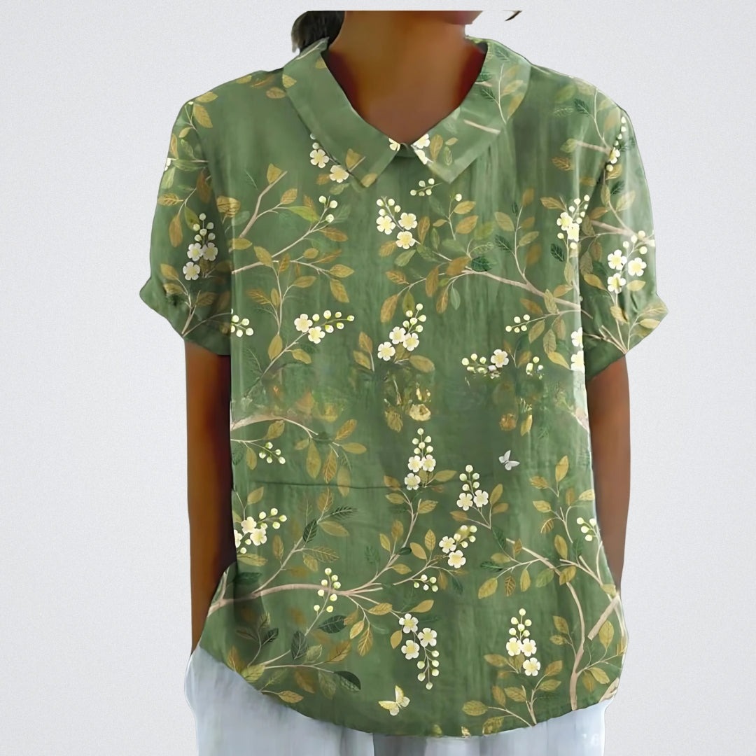 Lina | Women's Stylish Floral Blouse with Short Sleeve