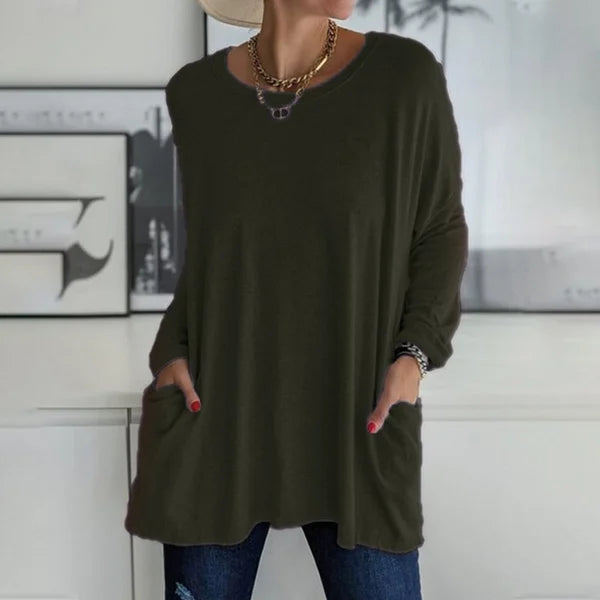 Aelira | Women's Longline Relaxed Long Sleeve Top