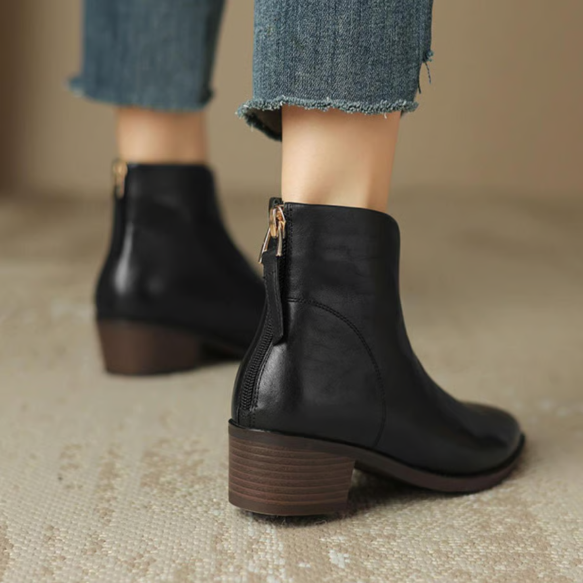 Celeste | Women's Cushioned Pointed-Toe Luxury Low-Heel Ankle Boots