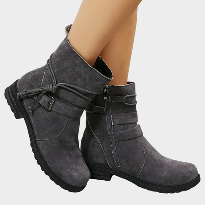 Delaney | Women's Cushioned Buckle Low Heel Ankle Boots