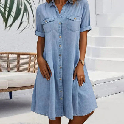 Sandra | Women's Airy Summer Dress with Round Neck and Short Sleeve