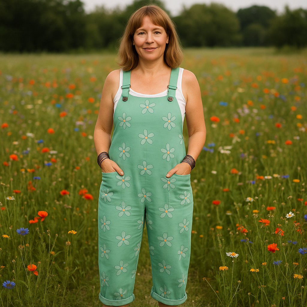 Women's Vintage Floral Wide Leg Jumpsuit, Comfort & Style with Pockets