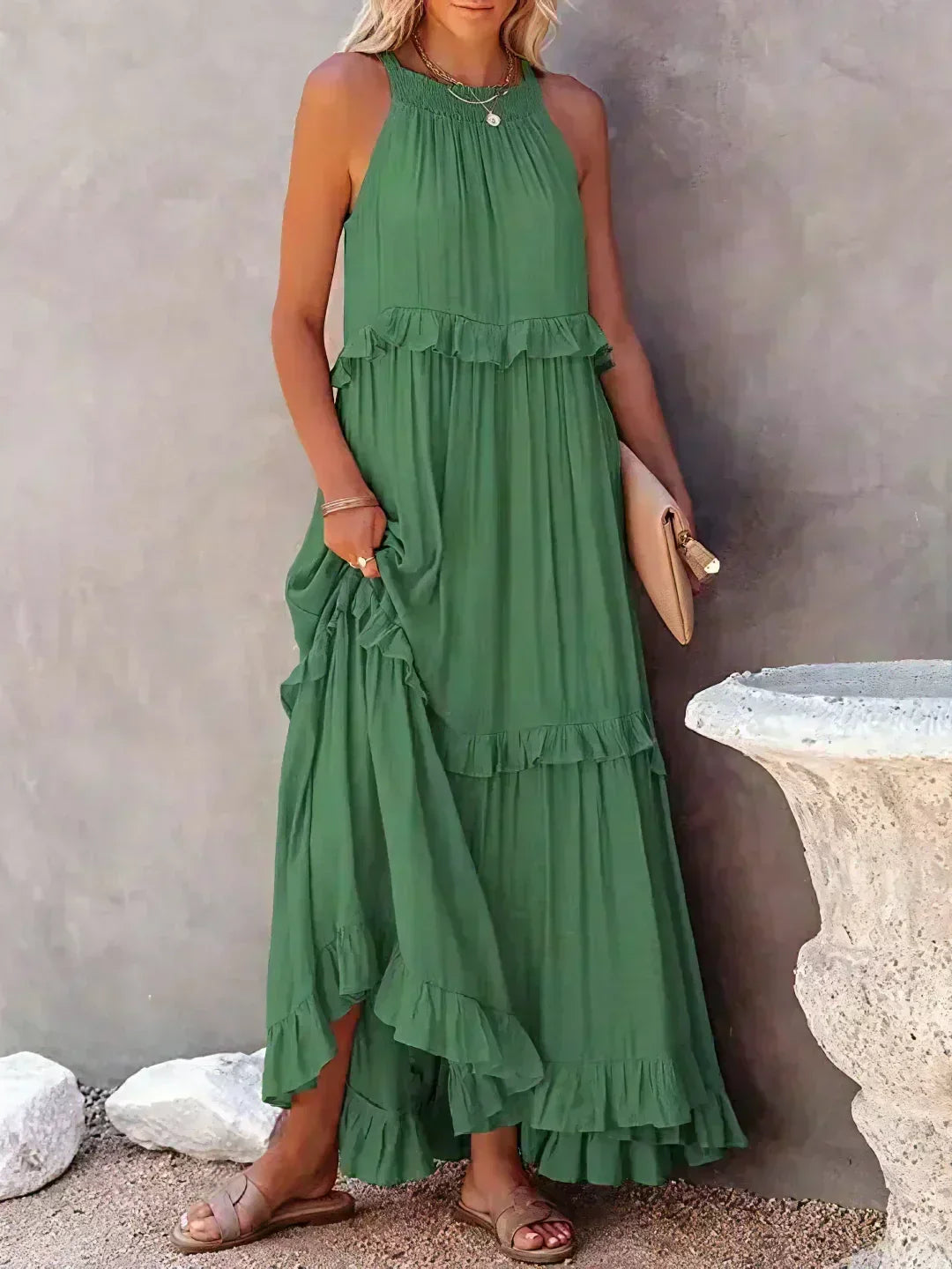 Sarah | Women's Halter Ruffle Maxi Dress (Almost Sold Out)