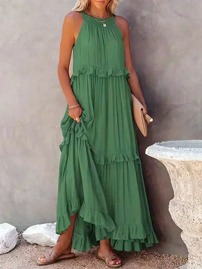 Sarah | Women's Halter Ruffle Maxi Dress (Almost Sold Out)