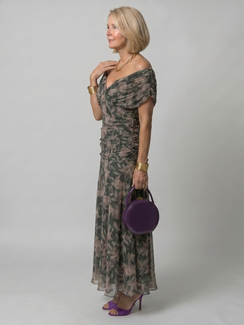 Calen | Women's Off Shoulder Flow Midi Dress