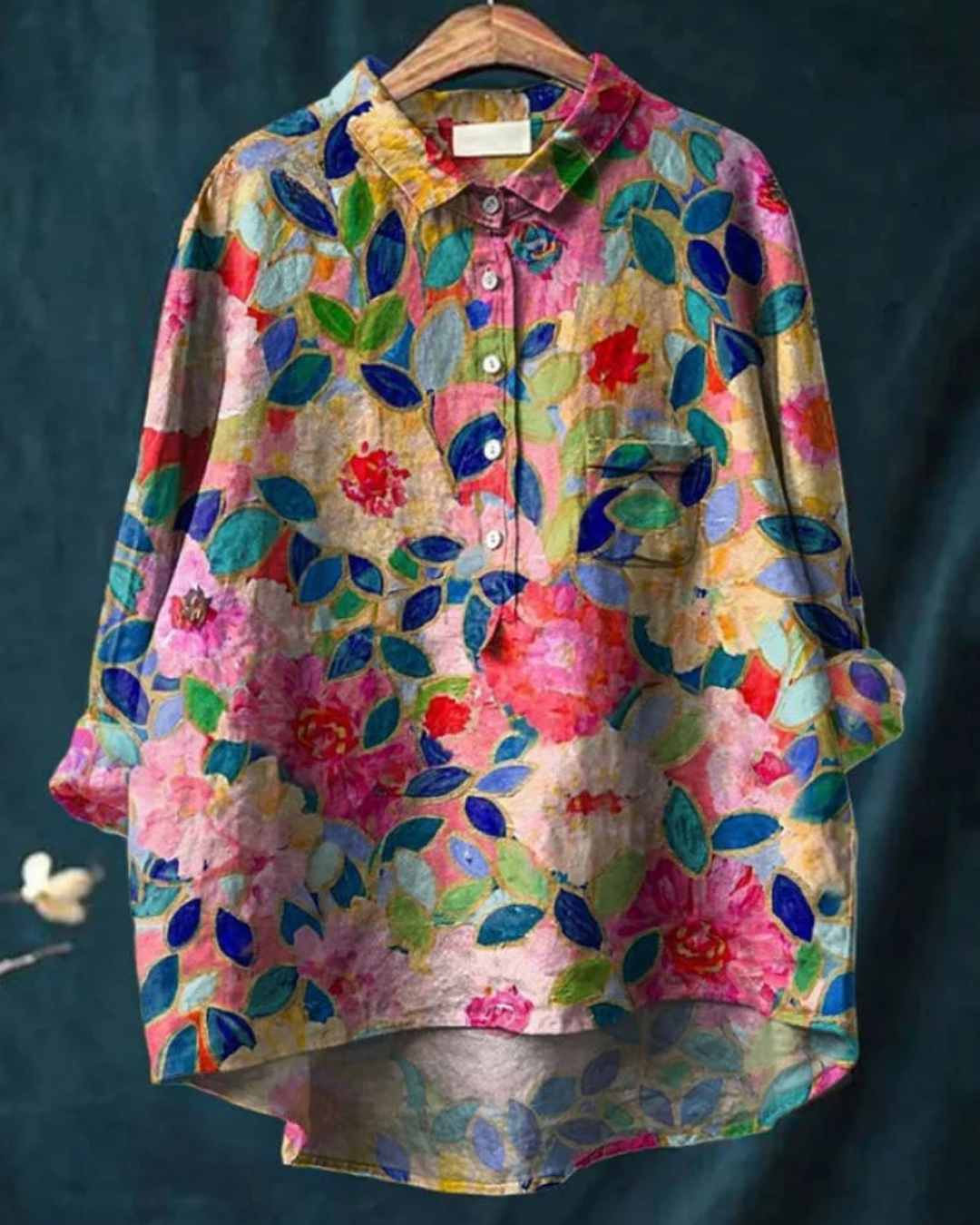Jaclynn | Women's Floral Shirt with Ruffle Detail