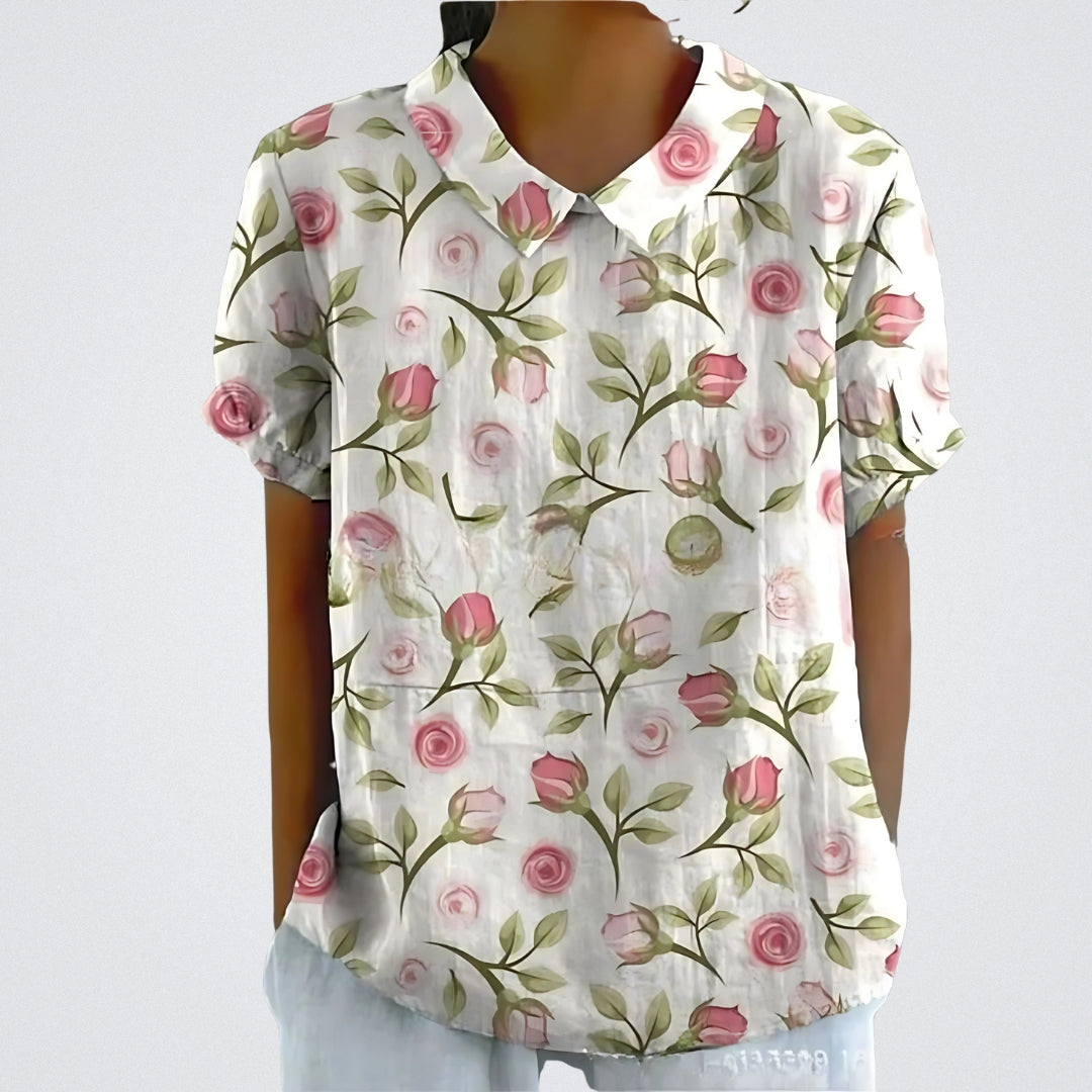 Lina | Women's Stylish Floral Blouse with Short Sleeve