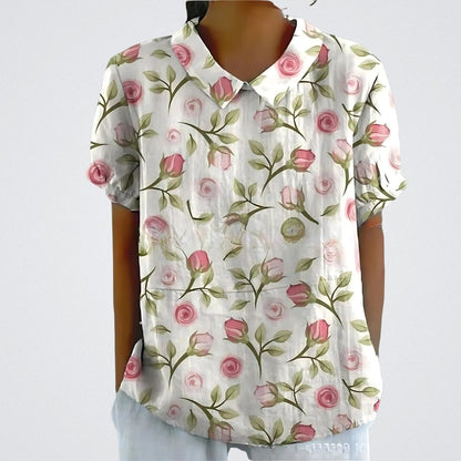 Lina | Women's Stylish Floral Blouse with Short Sleeve