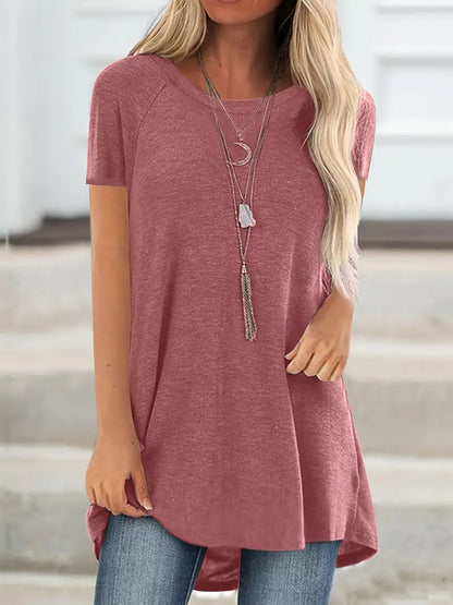 Faye | Women's Relaxed Casual Longline Crew Neck T-Shirt