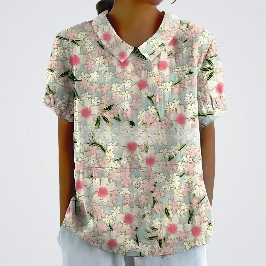 Lina | Women's Stylish Floral Blouse with Short Sleeve