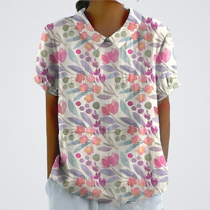 Lina | Women's Stylish Floral Blouse with Short Sleeve