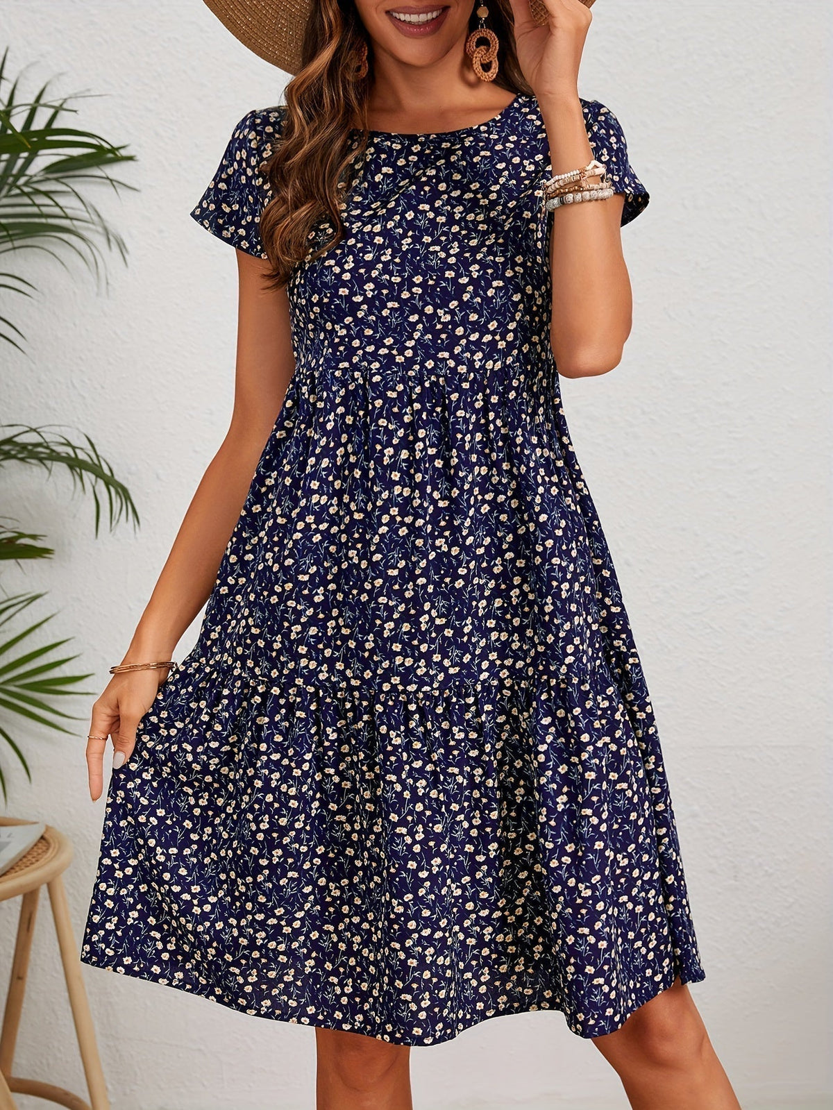 Valeria | Women's Vintage Floral Midi Dress