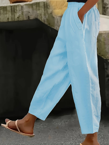 Rachel | Women's Comfy Elastic Waist Capris with Pockets