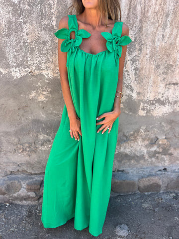 Stacey | Women's Floral Midi Dress with U-shaped Neckline
