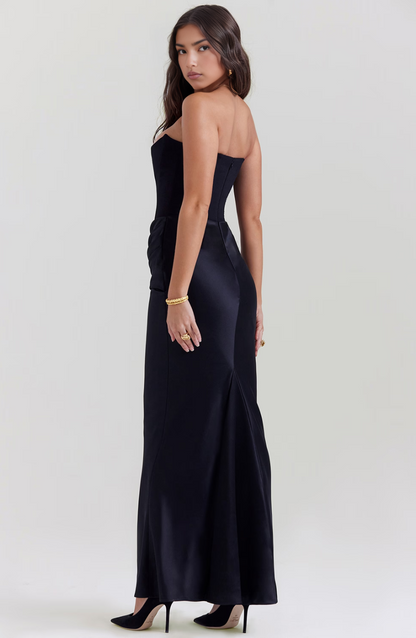 Hera | Women's Elegant Retro Solid Colour Strapless Party Maxi Dress