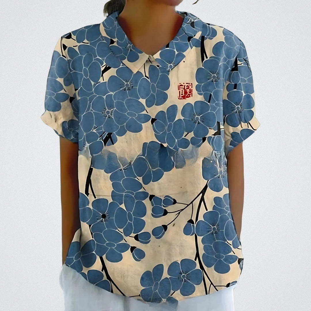 Lina | Women's Stylish Floral Blouse with Short Sleeve