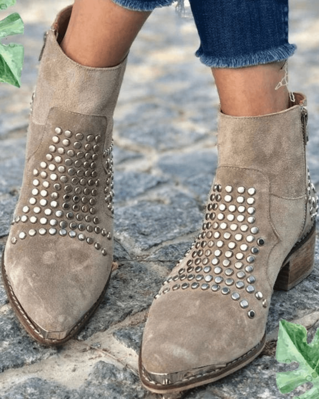 Women's Pointed-Toe Ankle Boots With Studs