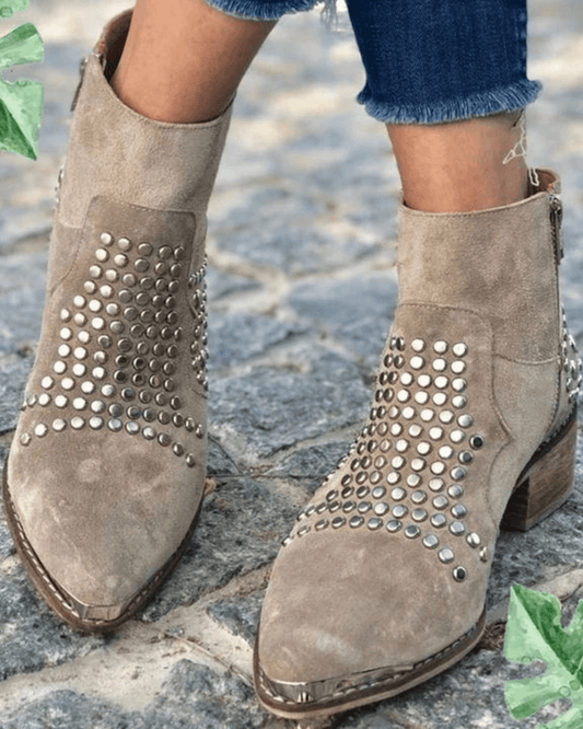 Women's Pointed-Toe Ankle Boots With Studs