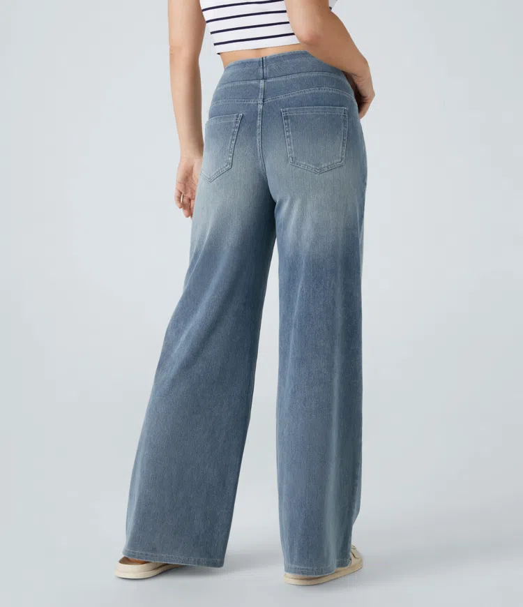 Quinn | Women's High Waisted Wide Leg Jeans with Pockets