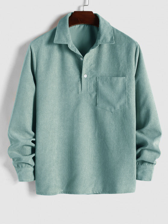Men's Long Sleeve Shirt with Half Button Placket