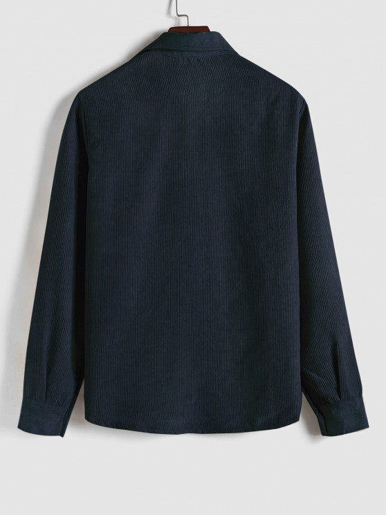 Men's Long Sleeve Shirt with Half Button Placket