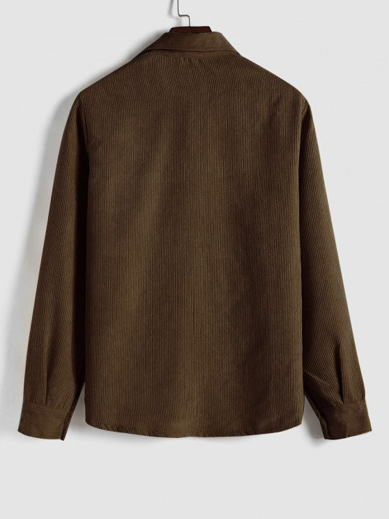 Men's Long Sleeve Shirt with Half Button Placket