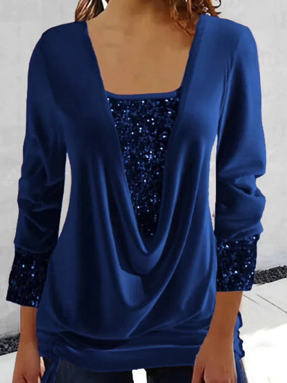 Kiara | Women's Cropped Long Sleeve Sequin Shirt