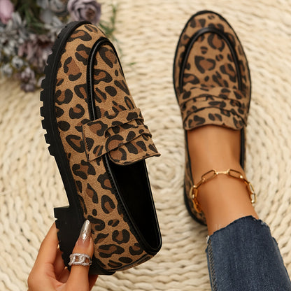 Maggie | Women's Cushioned Slip-On Leopard Print Loafers