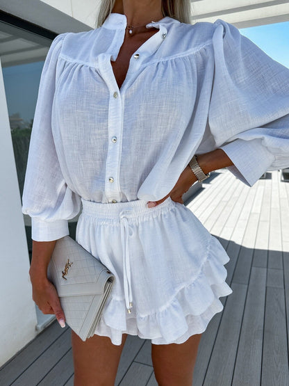 Emalia | Women's Relaxed Chic Fashion Set with Ruffle Detail