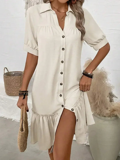 Mollie | Women's Ruffle Dress with V-Neck
