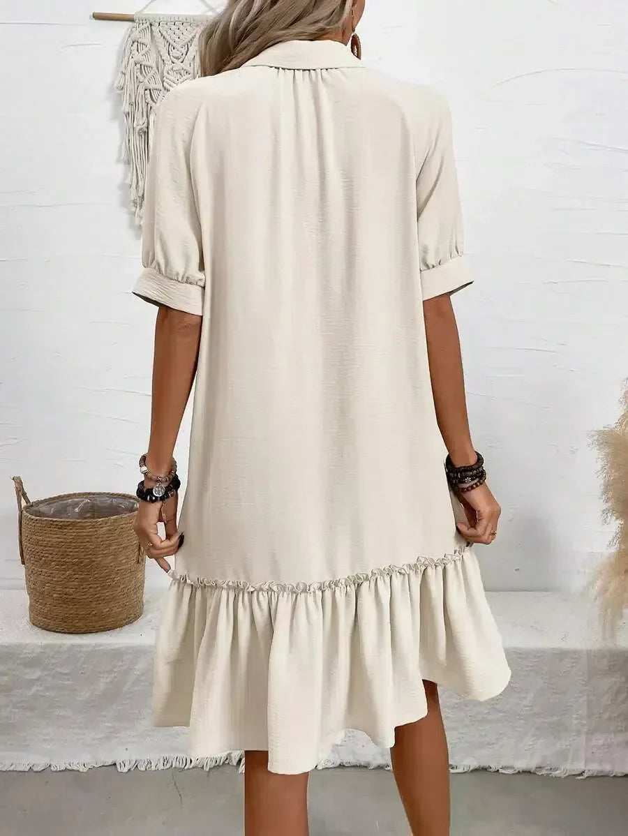 Mollie | Women's Ruffle Dress with V-Neck