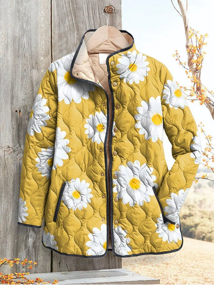 Women's Relaxed Sunny Daisy Garden Quilted Jacket