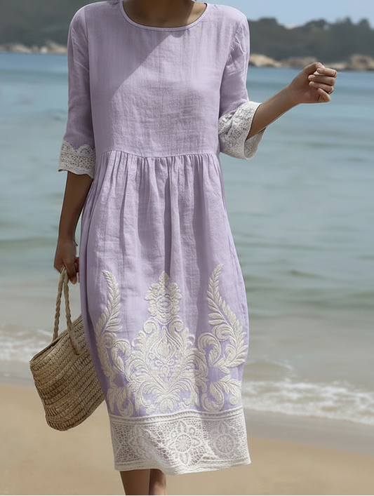Women's Tiffany in Lavender | Plant & Flower Print Midi Dress