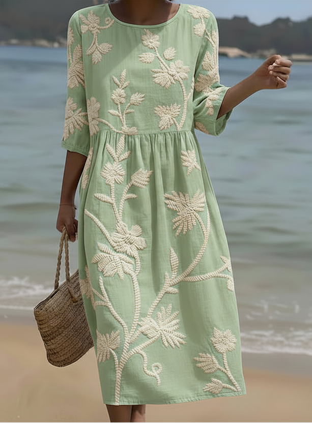 Gwen | Women's Plant & Flower Print Midi Dress