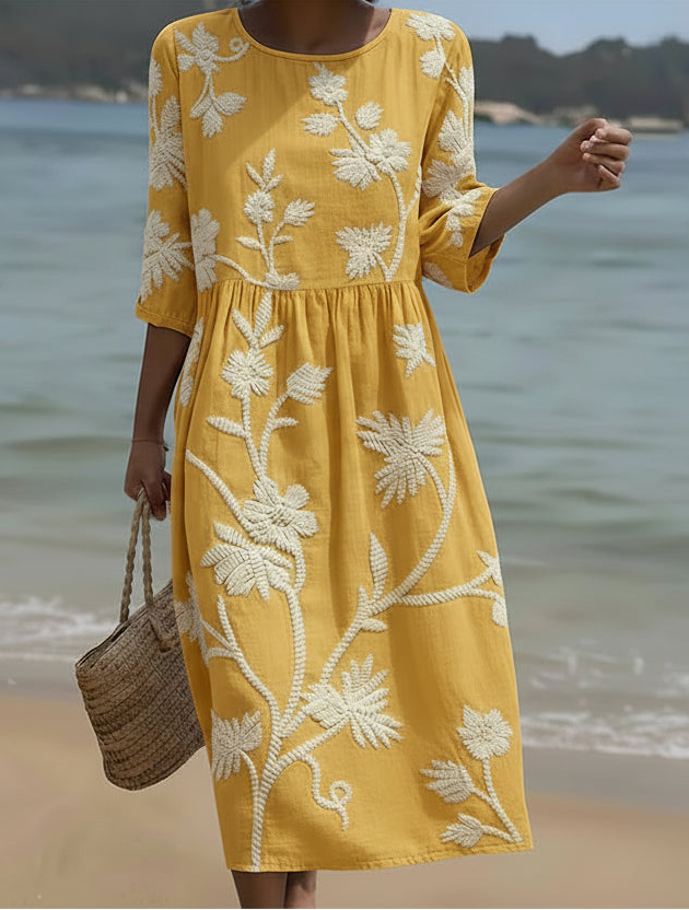 Yassy | Women's Plant & Flower Print Midi Dress