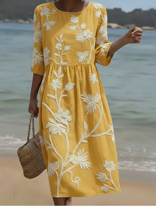Yassy | Women's Plant & Flower Print Midi Dress