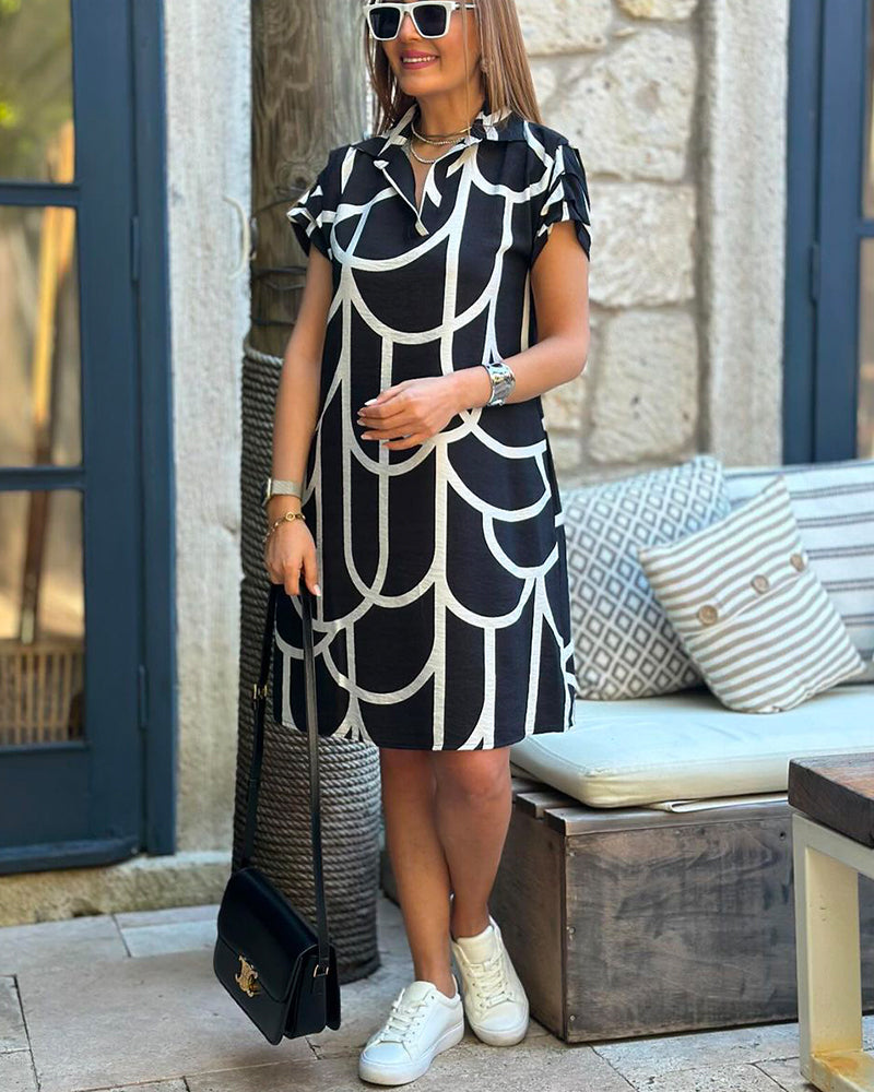 Ellanore | Women's Relaxed Geometric Print Polo Dress