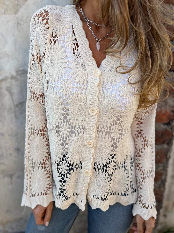 Nadia | Women's Cozy Cardigan with V-Neck and Long Sleeve