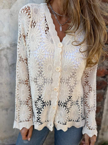 Nadia | Women's Cozy Cardigan with V-Neck and Long Sleeve
