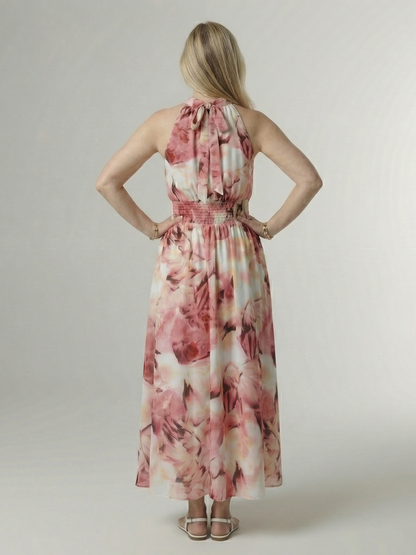 Sylin | Women's Relaxed Gathered Halter Midi Dress