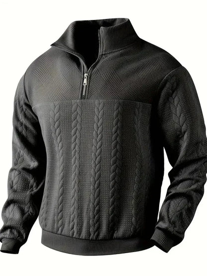 Men's Brit & Boho | Casual Jacquard Quarter-Zip Jumper