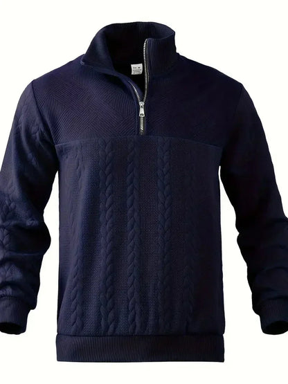 Men's Brit & Boho | Casual Jacquard Quarter-Zip Jumper