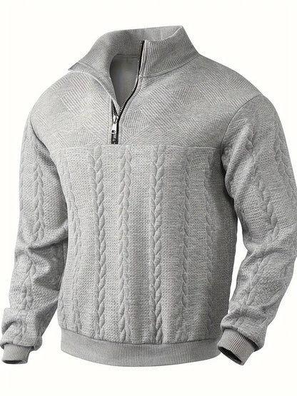 Men's Brit & Boho | Casual Jacquard Quarter-Zip Jumper