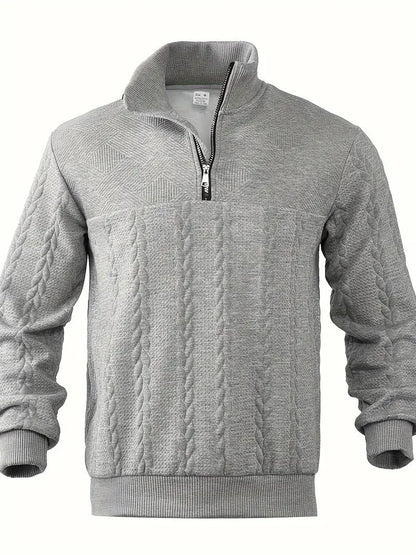 Men's Brit & Boho | Casual Jacquard Quarter-Zip Jumper